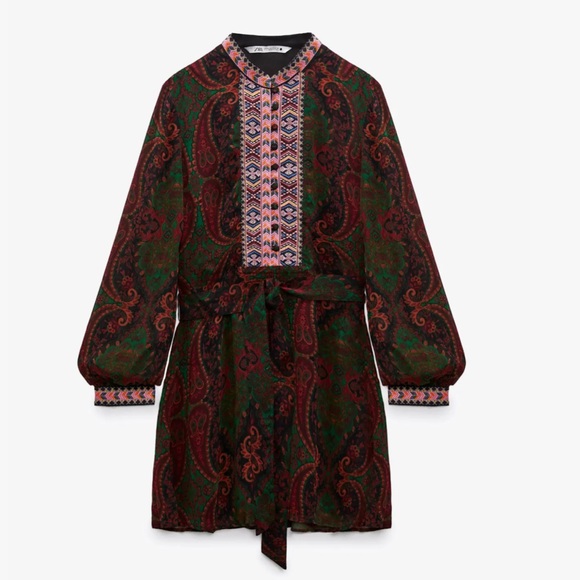 NWT ZARA JACQUARD RIBBON DRESS - Picture 7 of 15